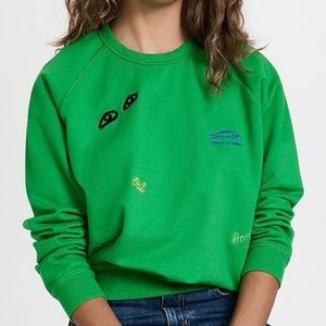 Clare V classic sweatshirt made of lightweight brushed fleece with embroidery